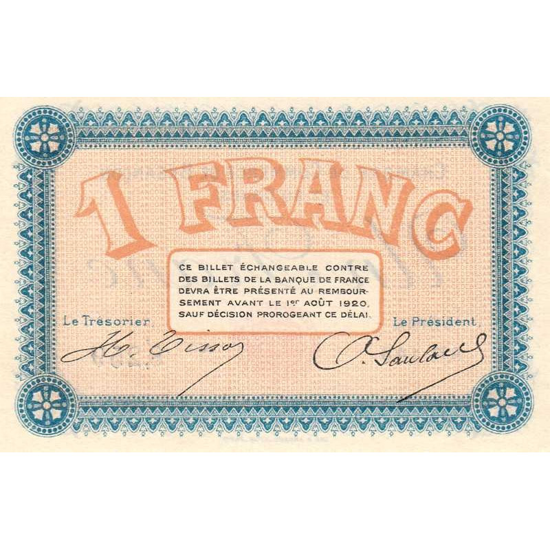 Billet des chambres de commerce Besançon 1 franc