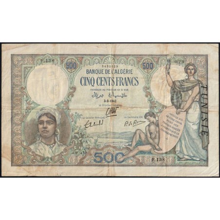 Tunisie - Pick 14_3 - 500 francs - Série F.138 - 03/02/1942 - Etat : TTB