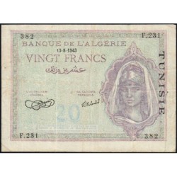 Tunisie - Pick 17_1 - 20 francs - Série F.231 - 06/01/1943 - Etat : TB