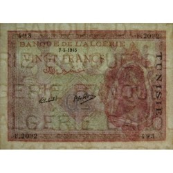 Tunisie - Pick 18 - 20 francs - Série F.2092 - 07/05/1945 - Etat : SUP+