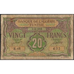 Tunisie - Pick 22_1 - 20 francs - Série R.48 - 04/06/1948 - Etat : B