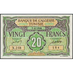 Tunisie - Pick 22_2 - 20 francs - Série X.238 - 07/06/1948 - Etat : pr.NEUF