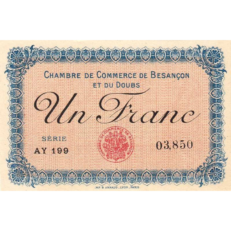 Besançon (Doubs) - Pirot 25-18 - 1 franc - Série AY 199 - Sans date (1915) - Etat : NEUF