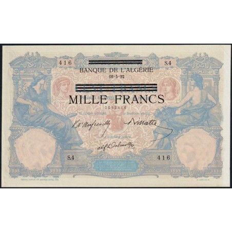 Tunisie - Pick 31 - 1'000 francs - Série S.4 - 14/05/1892 (1943) - Etat : SPL