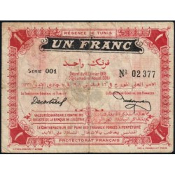Régence de Tunis - Pick 33b - 1 franc - Série 001 - 16/02/1918 - Etat : TB
