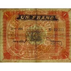 Régence de Tunis - Pick 33b - 1 franc - Série 001 - 16/02/1918 - Etat : TB