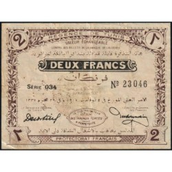 Régence de Tunis - Pick 44 - 2 francs - Série 034 - 04/11/1918 - Etat : TTB