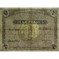 Régence de Tunis - Pick 44 - 2 francs - Série 034 - 04/11/1918 - Etat : TTB