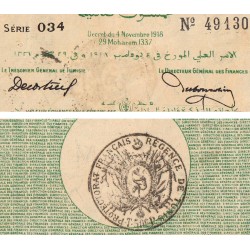 Régence de Tunis - Pick 42 - 50 centimes - Série 034 - 04/11/1918 - Etat : SUP