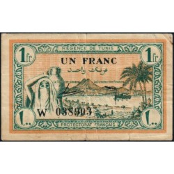 Régence de Tunis - Pick 55 - 1 franc - Série W - 15/07/1943 - Etat : TB+