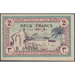 Régence de Tunis - Pick 56 - 2 francs - Série B - 15/07/1943 - Etat : SPL