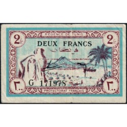 Régence de Tunis - Pick 56 - 2 francs - Série G - 15/07/1943 - Etat : TTB+