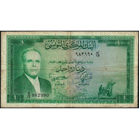 Tunisie - Pick 58 - 1 dinar - Série B/15 - 1958 - Etat : TB-