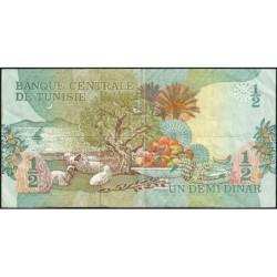 Tunisie - Pick 69a - 1/2 dinar - Série A/3 - 15/10/1973 - Etat : TTB