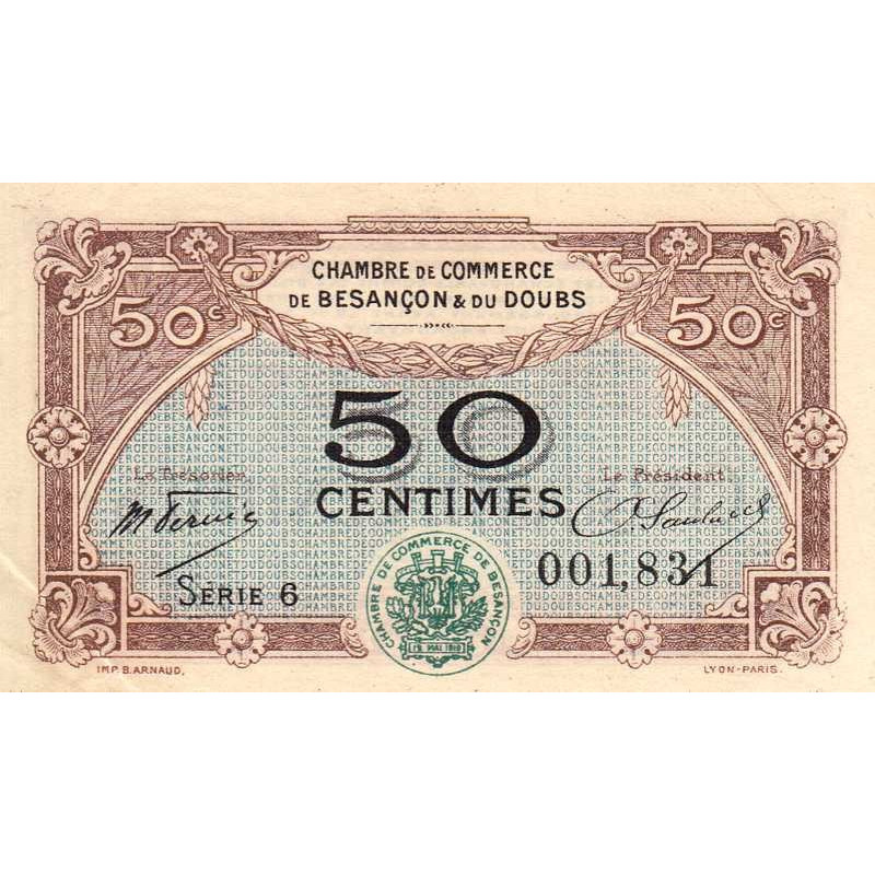 Besançon (Doubs) - Pirot 25-22 - 50 centimes - Série 6 - Sans date (1921) - Etat : SUP+