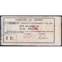 02 - Bernot - Commune - 1 franc - 16/02/1915 - Etat : TB+