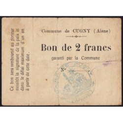 02 - Cugny - Commune - 2 francs - 1915 - Etat : TB+