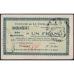 02 - La Capelle - Commune - 1 franc - 25/06/1915 - Etat : SUP