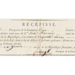 Lot-et-Garonne - Agen - 1796 - Récépissé de l'emprunt forcé de l'an IV - Etat : TTB+