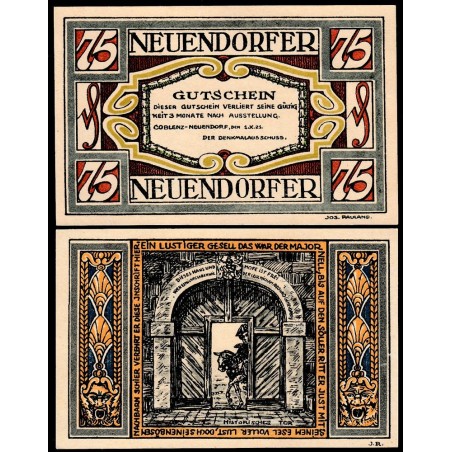 Allemagne - Notgeld - Coblenz-Neuendorf - 75 pfennig - 01/10/1921 - Etat : NEUF