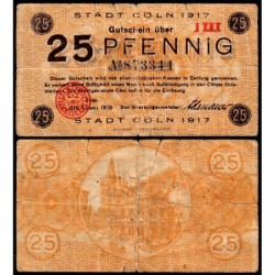 Allemagne - Notgeld - Köln - 25 pfennig - 01/06/1918 - Série J III - Réf K30.4 - Etat : B+