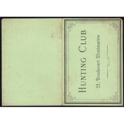 75 - Paris - Hunting Club de Montmartre - Carte de membre - Etat : TTB+