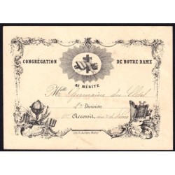 03 - Moulins - Congrégation Notre-Dame - Billet de mérite - 1880 - Etat : SPL