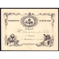 03 - Moulins - Congrégation Notre-Dame - Billet de mérite - 1880 - Etat : SPL