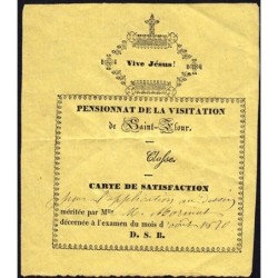 15 - Saint-Flour - Pensionnat de la Visitation - Carte de satisfaction - 08/1870 - Etat : TTB