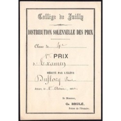 77 - Juilly - Collège de Juilly - Distrib. solennelle des prix - 01/08/1870 - Etat : SPL+