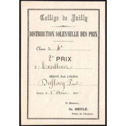 77 - Juilly - Collège de Juilly - Distrib. solennelle des prix - 01/08/1870 - Etat : SPL+