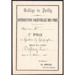 77 - Juilly - Collège de Juilly - Distrib. solennelle des prix - 01/08/1870 - Etat : SPL+