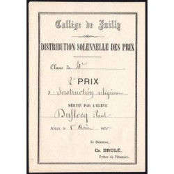 77 - Juilly - Collège de Juilly - Distrib. solennelle des prix - 01/08/1870 - Etat : SPL+