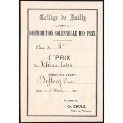 77 - Juilly - Collège de Juilly - Distrib. solennelle des prix - 01/08/1870 - Etat : SPL+