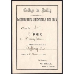 77 - Juilly - Collège de Juilly - Distrib. solennelle des prix - 01/08/1870 - Etat : SPL+