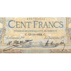 F 24-02 - 13/11/1924 - 100 francs - Merson grands cartouches - Série E.11431 - Etat : B-