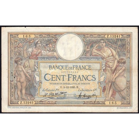 F 24-03 - 02/12/1925 - 100 francs - Merson grands cartouches - Série Z.13241 - Etat : TB+