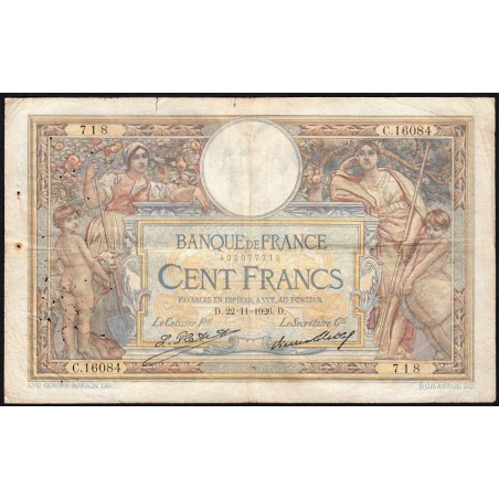 F 24-05 - 22/11/1926 - 100 francs - Merson grands cartouches - Série C.16084 - Etat : TB