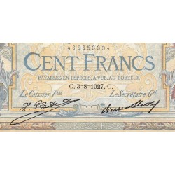 F 24-06 - 03/08/1927 - 100 francs - Merson grands cartouches - Série D.18627 - Etat : SUP- à SUP