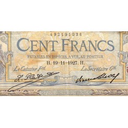 F 24-06 - 19/11/1927 - 100 francs - Merson grands cartouches - Série R.19688 - Etat : TB-