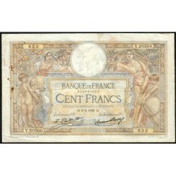 F 24-07 - 09/02/1928 - 100 francs - Merson grands cartouches - Série Y.20500 - Etat : TB+