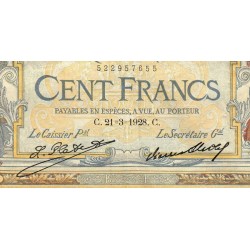 F 24-07 - 21/03/1928 - 100 francs - Merson grands cartouches - Série H.20919 - Etat : TB+