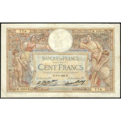 F 24-07 - 09/07/1928 - 100 francs - Merson grands cartouches - Série W.22016 - Remplacem. - Etat : TTB-