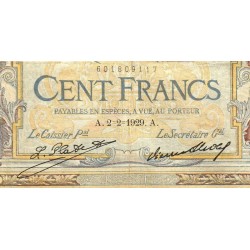 F 24-08 - 02/02/1929 - 100 francs - Merson grands cartouches - Série K.24073 - Etat : TB-