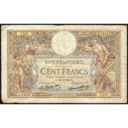 F 24-08 - 18/02/1929 - 100 francs - Merson grands cartouches - Série A.24233 - Etat : TB-