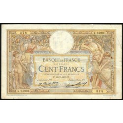 F 24-09a - 10/07/1930 - 100 francs - Merson grands cartouches - Série K.25904 - Etat : TTB-