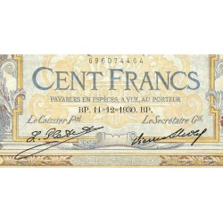 F 24-09b - 11/12/1930 - 100 francs - Merson grands cartouches - Série W.27843 - Remplacem. - Etat : TTB