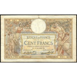 F 24-09b - 11/12/1930 - 100 francs - Merson grands cartouches - Série H.27931 - Etat : TB+