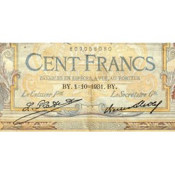F 24-10 - 01/10/1931 - 100 francs - Merson grands cartouches - Série J.32363 - Etat : B