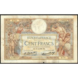 F 24-11 - 11/02/1932 - 100 francs - Merson grands cartouches - Série J.34212 - Etat : TB-